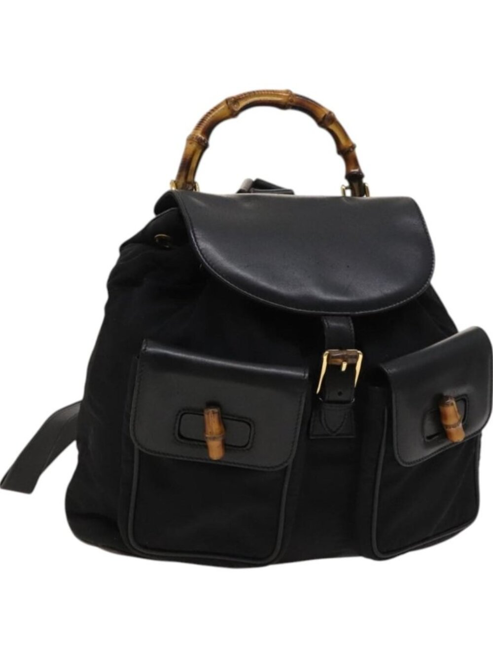 GUCCI Bamboo Backpack Leather Black